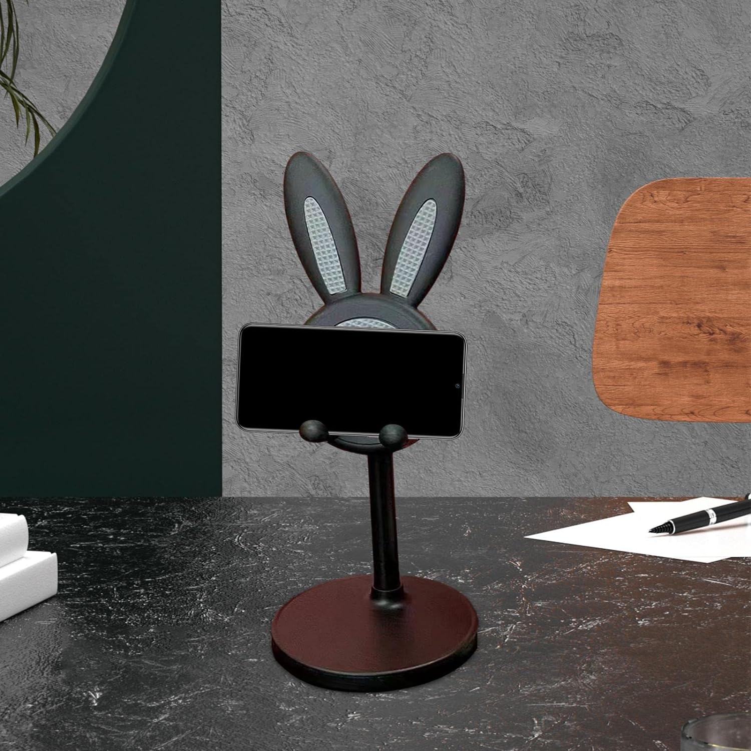 Hopper: Cute Bunny Phone Holder with Adjustable Angle & Height for Desk & Tabletop Use