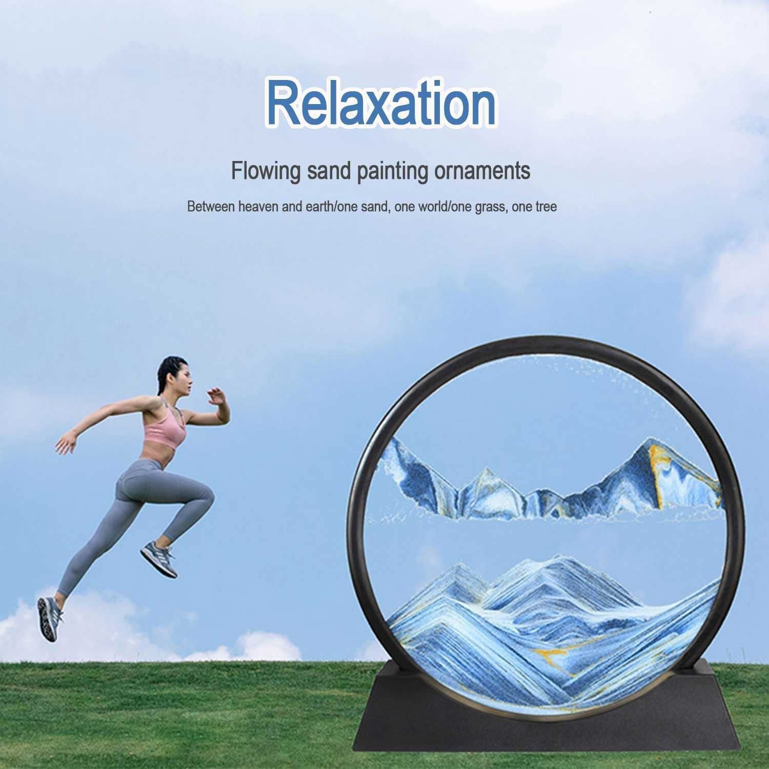 SandFlow: 3D Moving Sand Art Picture with Liquid Glass Landscape for Home & Office Desk Décor