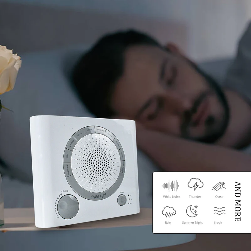 DreamWave: Sleep Therapy Sound Machine with Natural Soothing Sounds, Anxiety Relief, Auto-Off Timer & Battery/Adapter Power Options