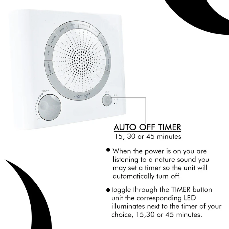 DreamWave: Sleep Therapy Sound Machine with Natural Soothing Sounds, Anxiety Relief, Auto-Off Timer & Battery/Adapter Power Options