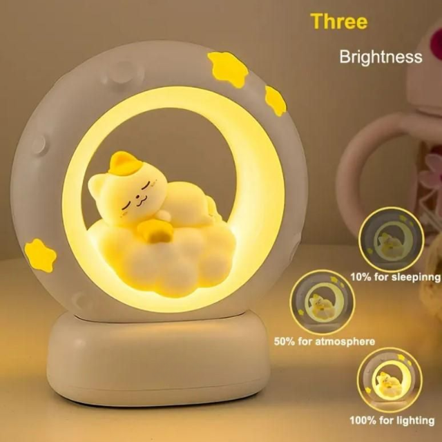 PawPop: Adorable Cat-Shaped LED Night Light – USB Rechargeable Lamp with Tap Control & Adjustable Brightness for Cozy Ambiance & Gifting
