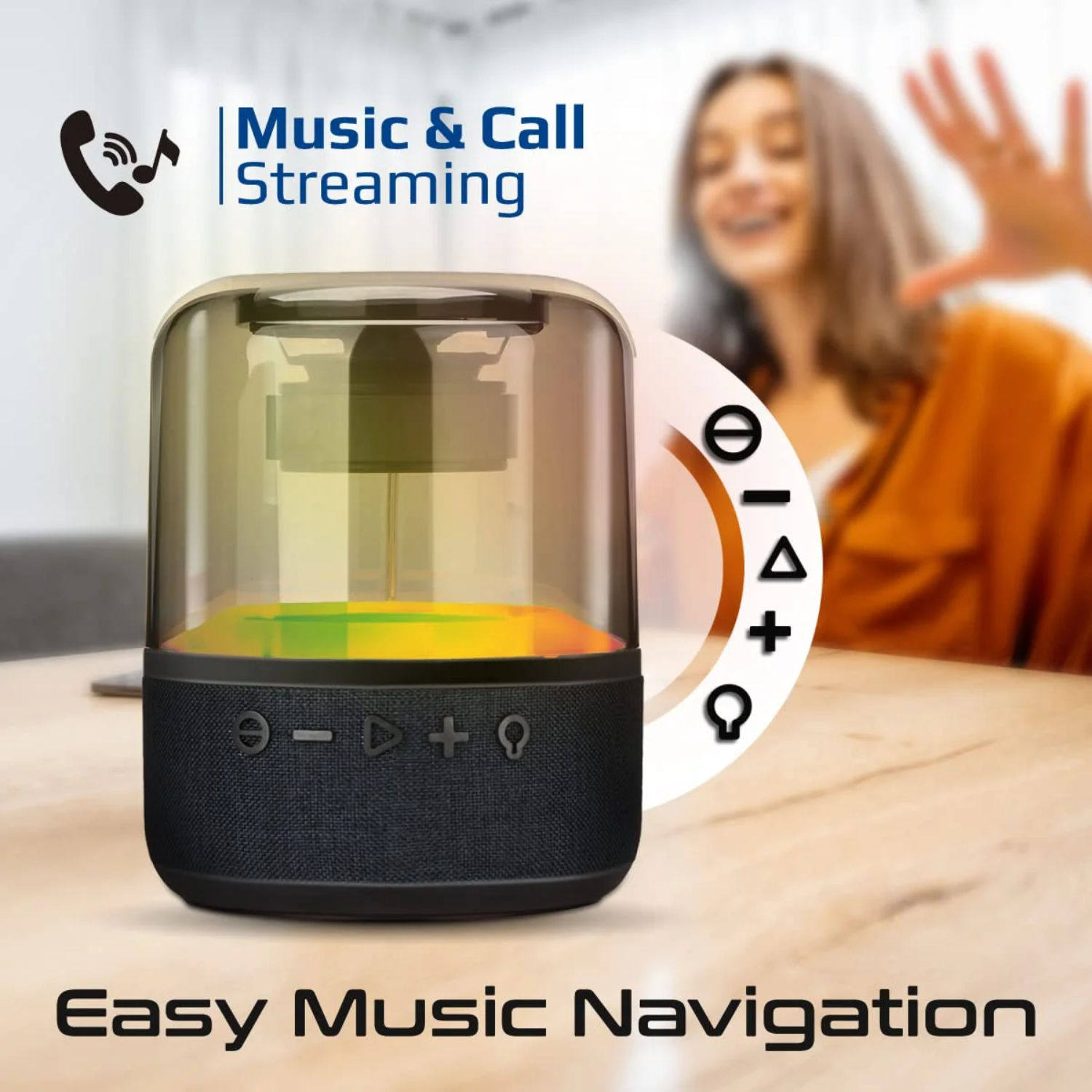 Kivo: 10W Portable Bluetooth Speaker with 360° HD Sound, LED Light Show, 6H Playtime & TWS Connectivity.