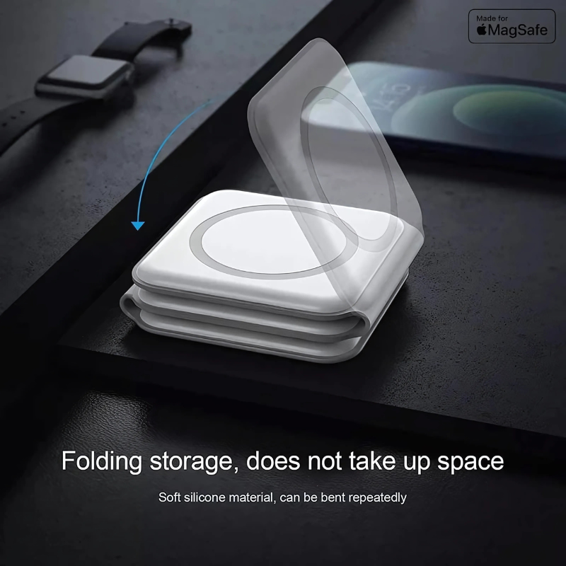 MagTrio: 3-in-1 Foldable MagSafe & Qi2 Compatible Wireless Charger with 15W Fast Charging for iPhone, AirPods & Apple Watch