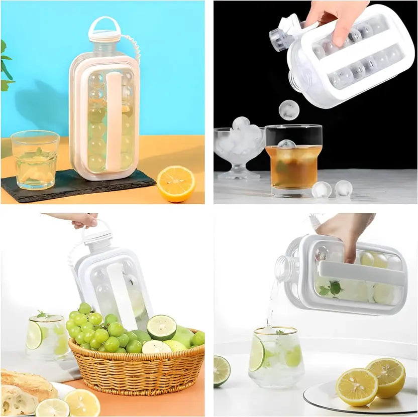 Frostee: 2-in-1 Ice Ball Maker Bottle with 17 Grids – Portable Freezer Kettle & Water Jug for Cocktails, Juice, Coffee, Whiskey & Cold Beverages