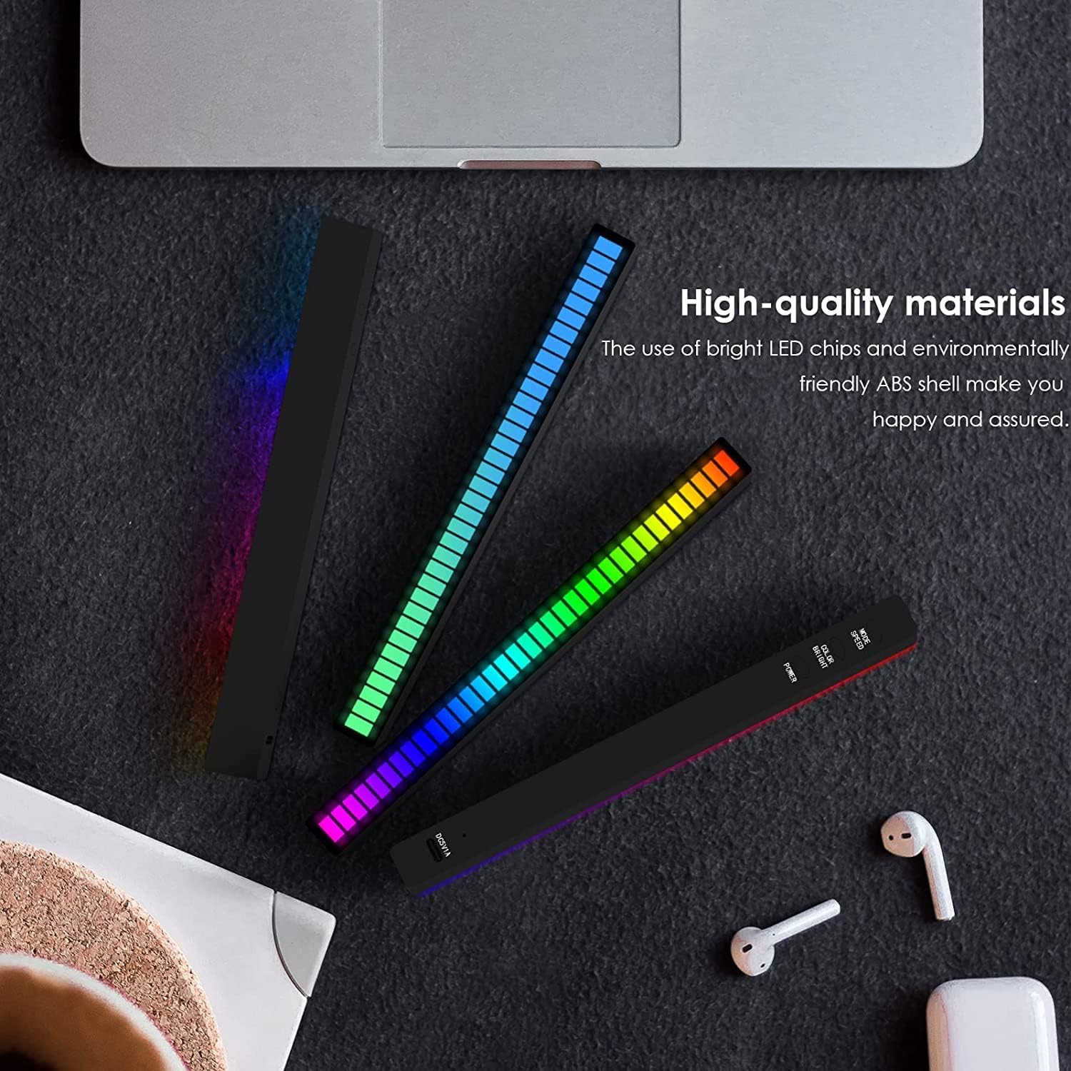VibEQ: Sound Reactive RGB Light Bar, USB-C with In-built Mic & 32 Patterns, LED Strip for Car, Desk, Studio & Gaming Room