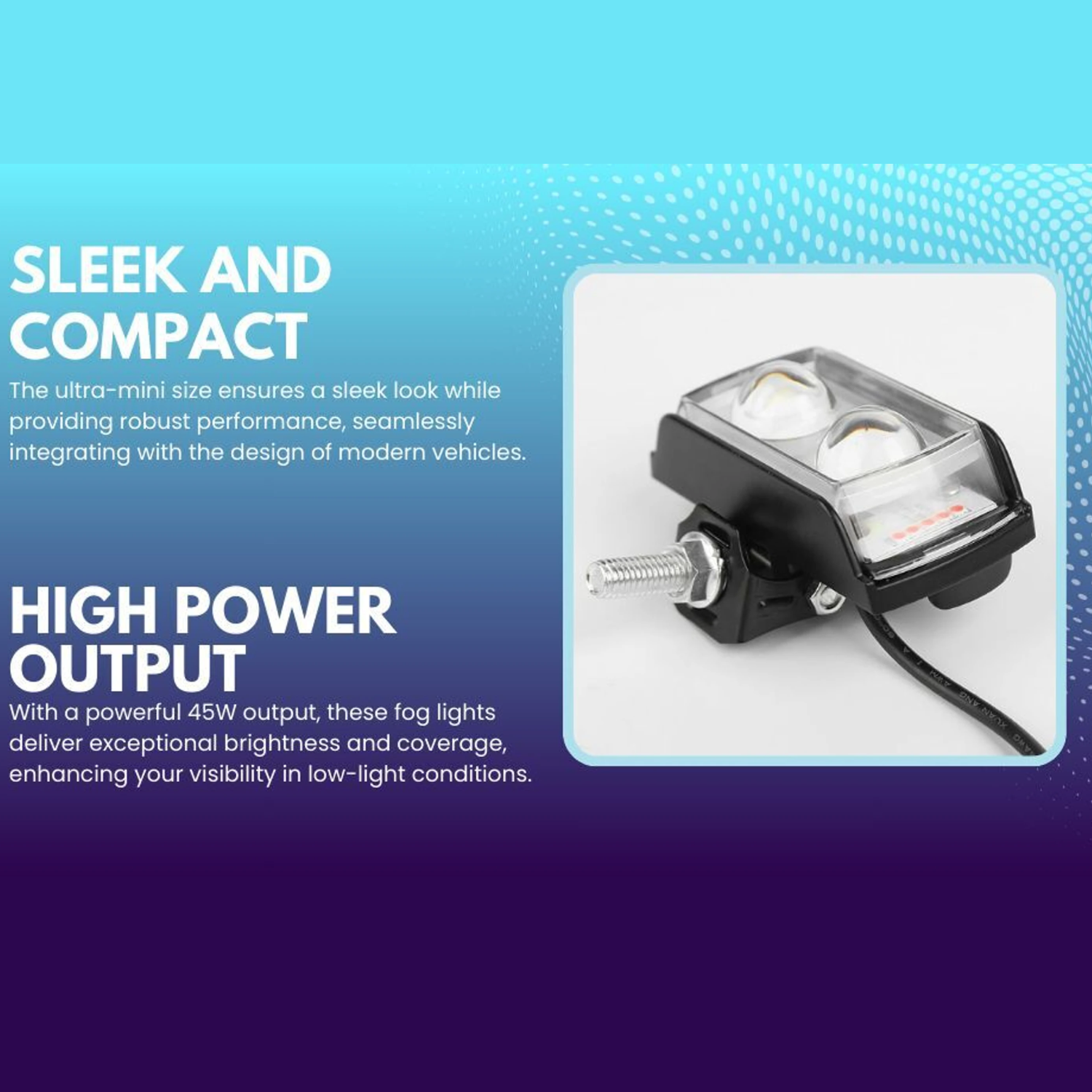 Mini Double Lens Fog Light with Yellow & White Fleshing Light (RED & Blue DRL) Fog Lamp Motorbike LED (12 V, 45 W) (Universal For Bike, Pack of 2)