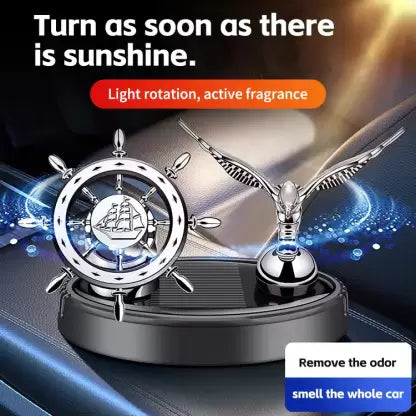 Sailor: Solar-Powered Rotating Car Air Freshener with Ship Steering Wheel & Anchor Design
