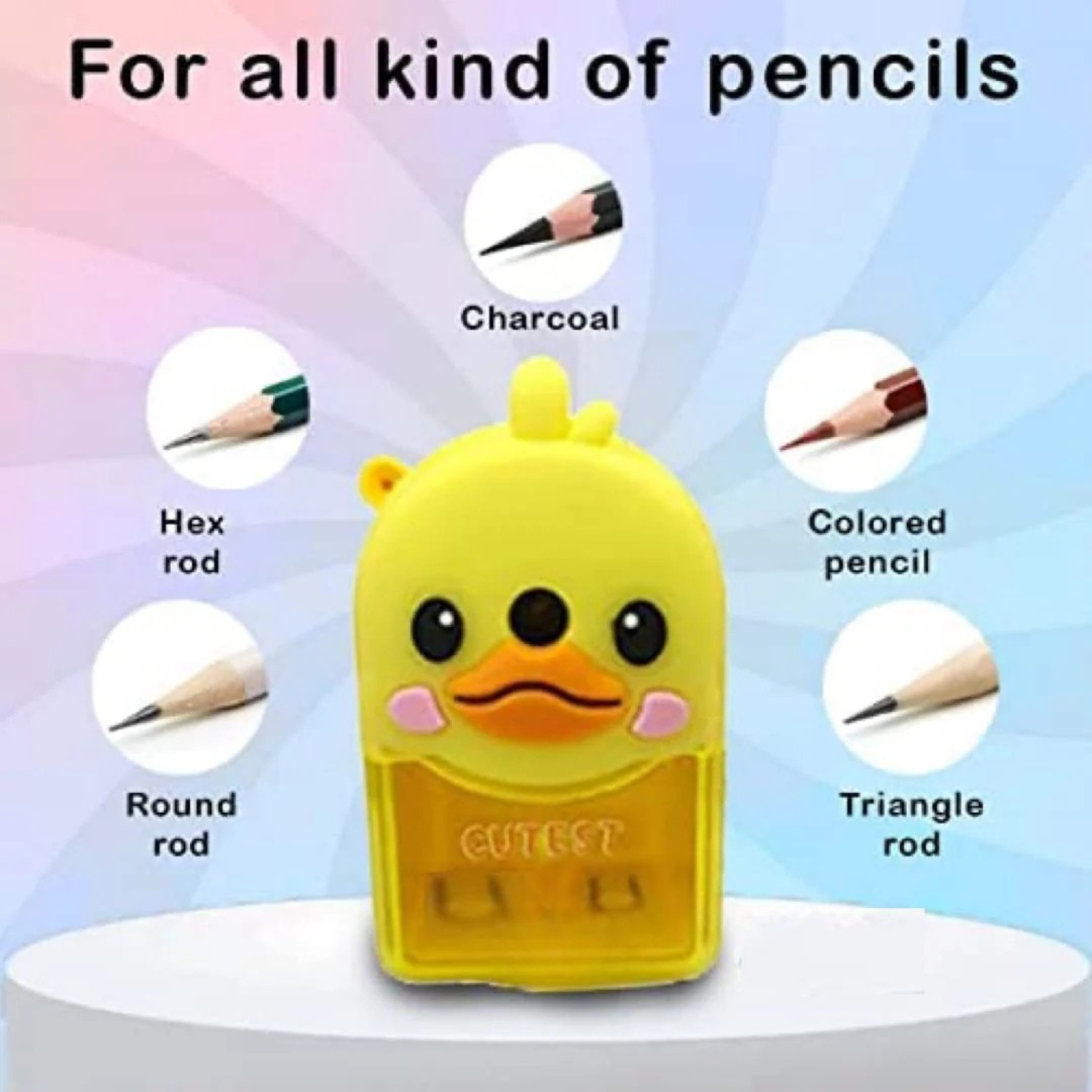 Duckoo: Cute Duck-Shaped Crank Pencil Sharpener for Kids, Handheld Stationery Tool for School Desks, Birthday Return Gifts & Classroom Supplies