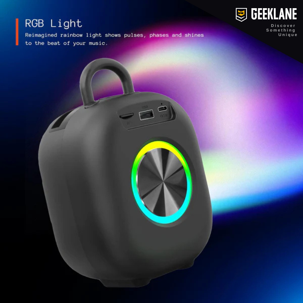 Zordaar: 10W Wireless Bluetooth Party Speaker with Deep Bass & crisp treble, TWS Pairing, RGB Mood Light, BT v5.3 & Mic & 10Hrs Playtime