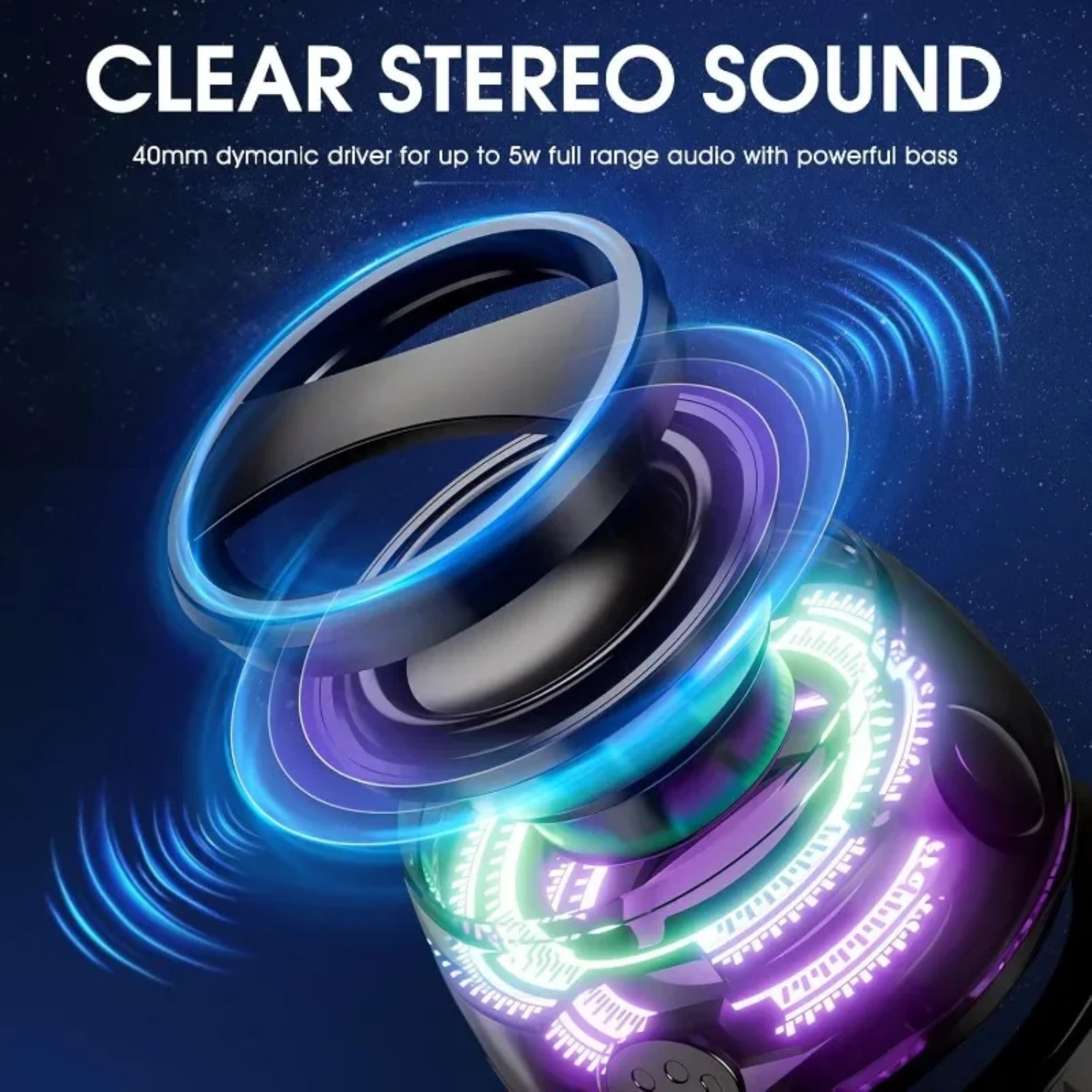Voxa: Bluetooth Speaker with Magsafe Magnetic Mount, RGB Lights & Clear Transparent Design, Works as Phone Stand for Travel, Adventure & Gamers