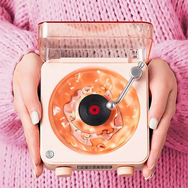 Groovix: Retro-Style Vinyl Bluetooth Speaker with Ambient Light & Digital Clock, Waves-Inspired Wireless Audio for Bedroom, Office & Party Décor