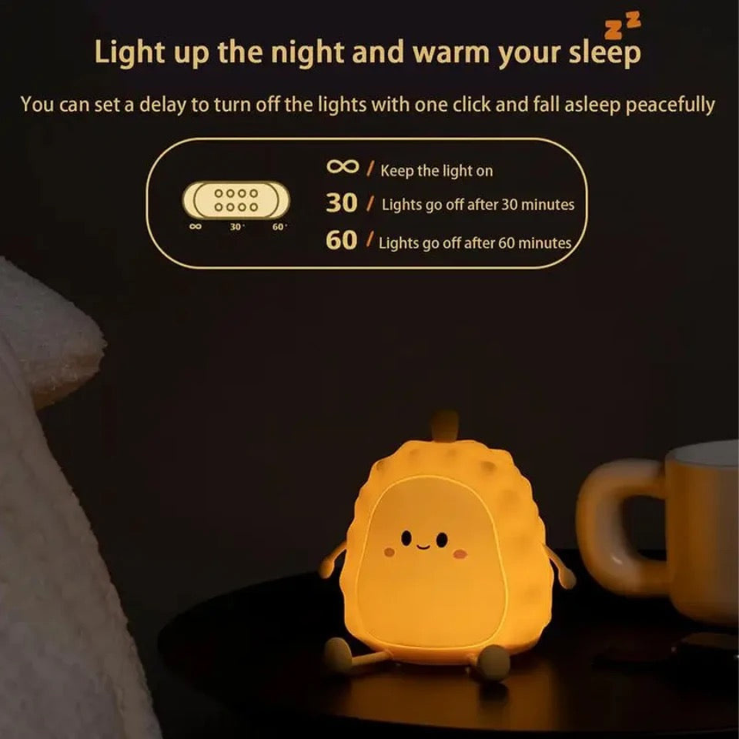 Lucky: Durian Silicone LED Night Light with USB Rechargeable Design for Cozy Room Décor & Gifting