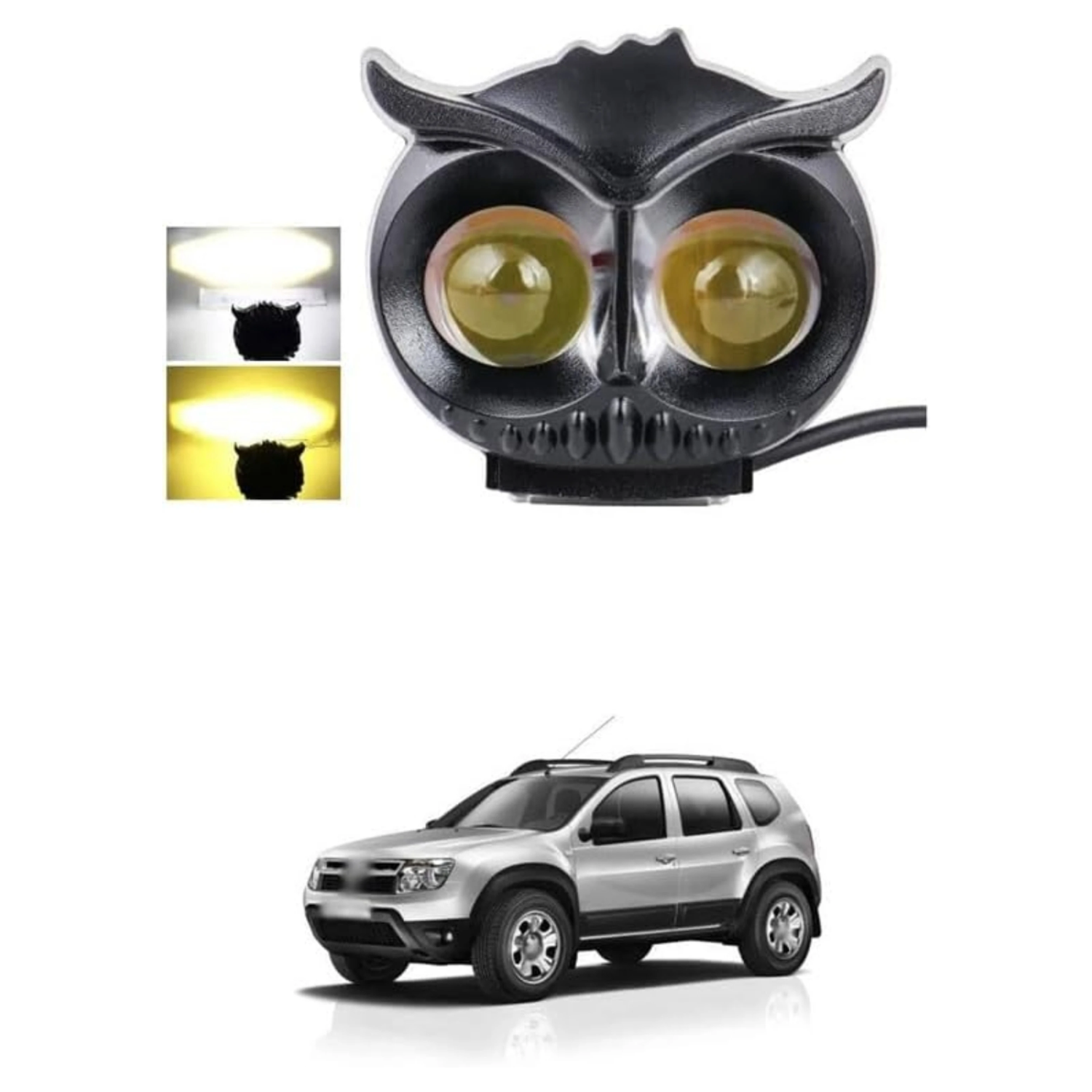 Pvc Owl Led Fog Light Projector Bar Light with White/Yellow LED Fog Lamp Car, Motorbike LED (12 V, 40 W) (Universal For Car, Universal For Bike, Pack of 1)