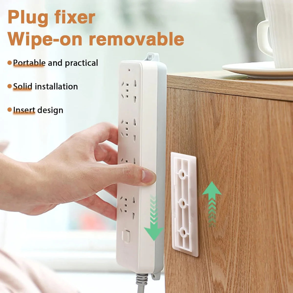 Mountiq: Punch-Free Adhesive Power Strip & Plug Holder Organizer – Wall-Mounted Self-Adhesive for Power Strips, WiFi Router, Switch Board & Cable Boxes (Pack of 2)