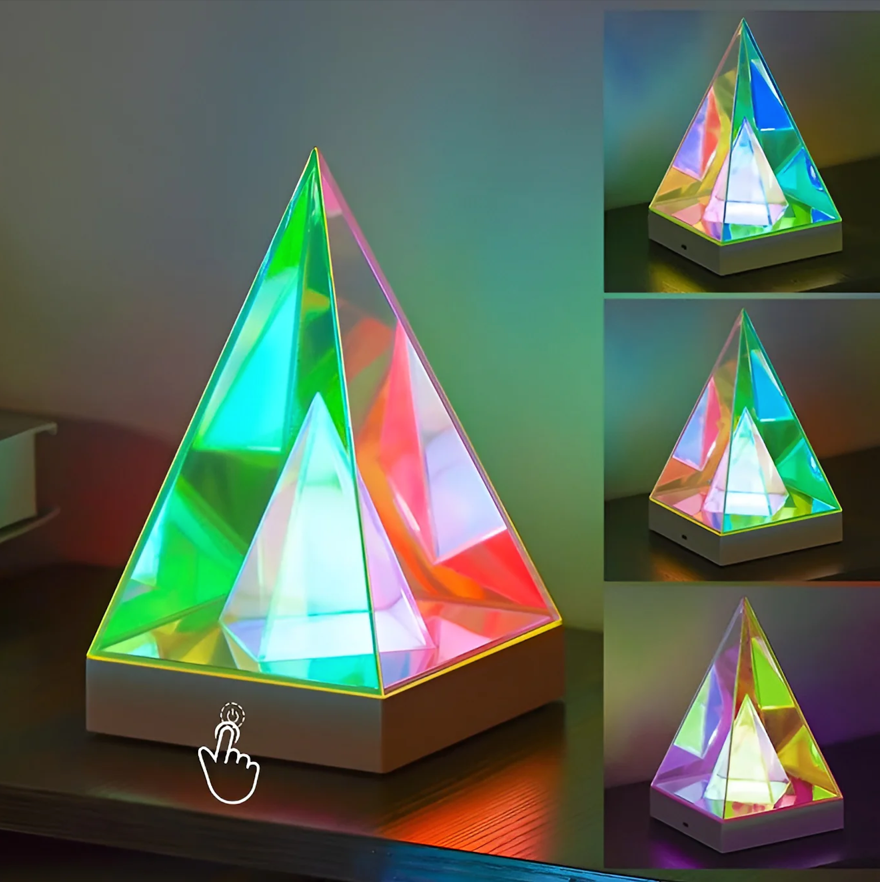 Floyd: 3D Acrylic RGB Prism Lamp with USB Power & Color-Changing Glow for Bedroom & Decorative Lighting