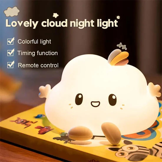 CloudGlow: Aesthetic Cloud LED Night Light – Soft & Squishy Silicone Lamp with Touch Control, USB-C Rechargeable & Color Changing