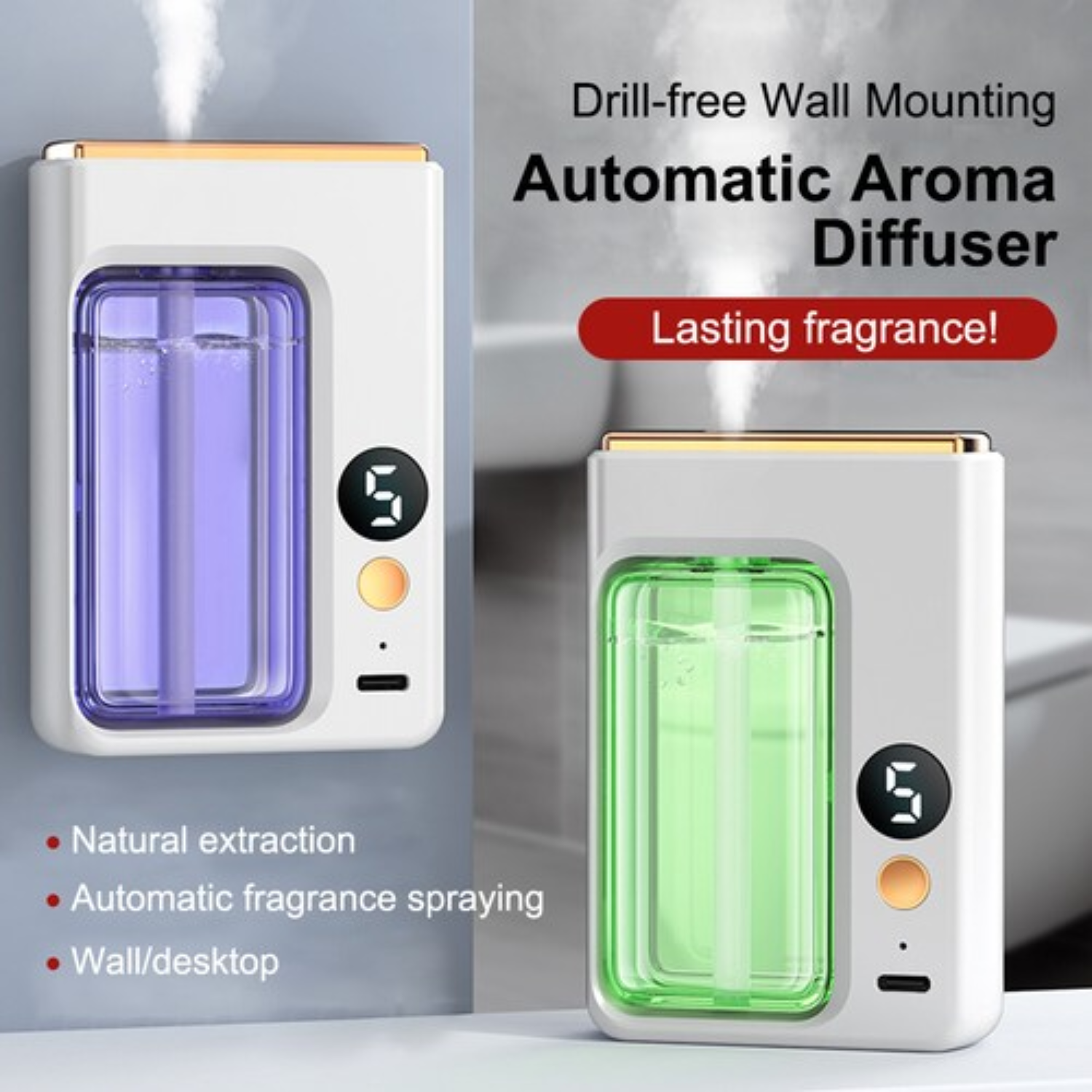 Mistiq: Wall-Mounted Automatic Aroma Diffuser with Smart Spray Modes, Rechargeable Aromatherapy Fragrance Machine with Adjustable Mist Settings for Home & Office