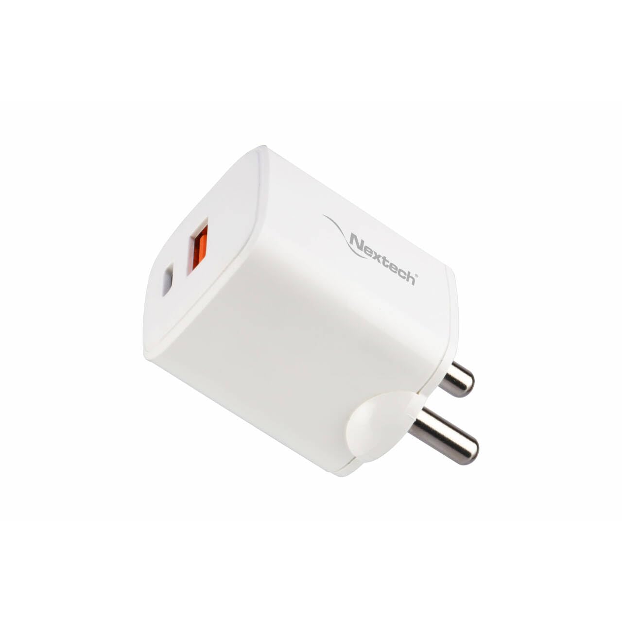 Nextech NTQ30 35W Dual Port PDQC3.0 GaN, BIS Certified, Made in India Fast Wall Charger Compatible with iPhones, iPads, Tablets, Android & Smartphones (White)