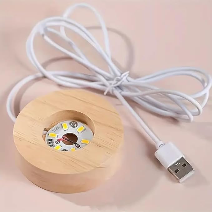 Pluto: 3D LED Crystal Ball Night Lamp with Holographic Engraving & USB-Powered Wooden Base for Home & Office Décor