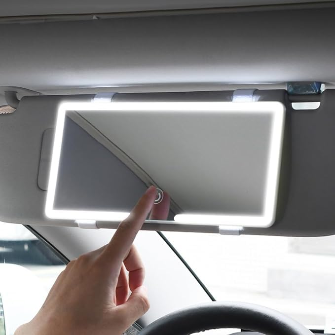 Virror: LED Visor Vanity Mirror with 3 Light Modes, 80 LEDs & Rechargeable Touch Control for Cars & SUVs