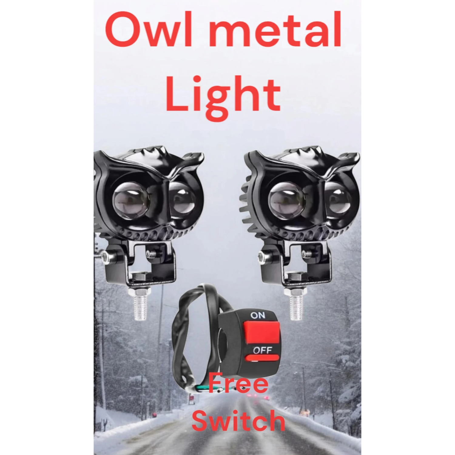 Mini Drive Owl Shape Led Fog Light Projector light Metal Body with On/Off Switch Fog Lamp Motorbike LED (9 V, 20 W) (Universal For Bike, Pack of 2)