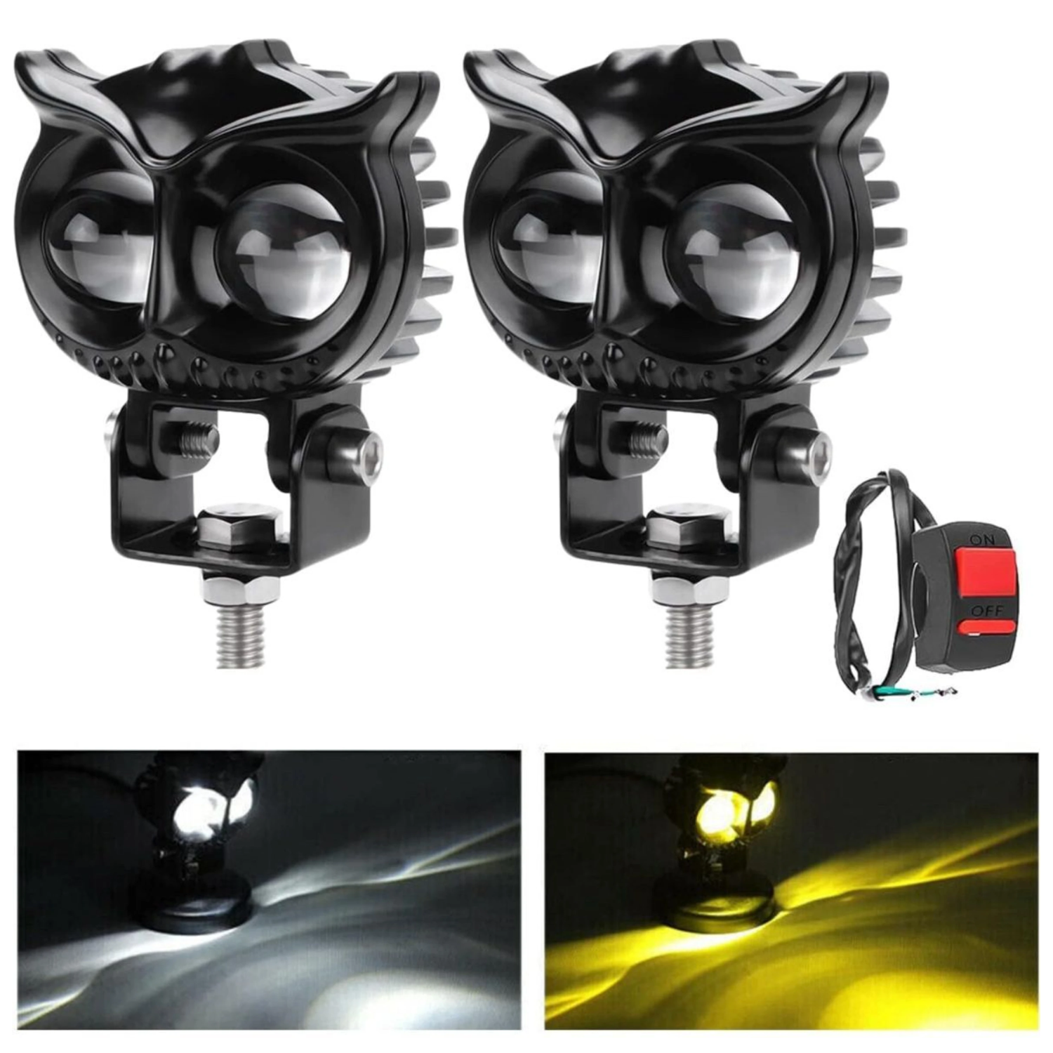 Mini Drive Owl Shape Led Fog Light Projector light Metal Body with On/Off Switch Fog Lamp Motorbike LED (9 V, 20 W) (Universal For Bike, Pack of 2)
