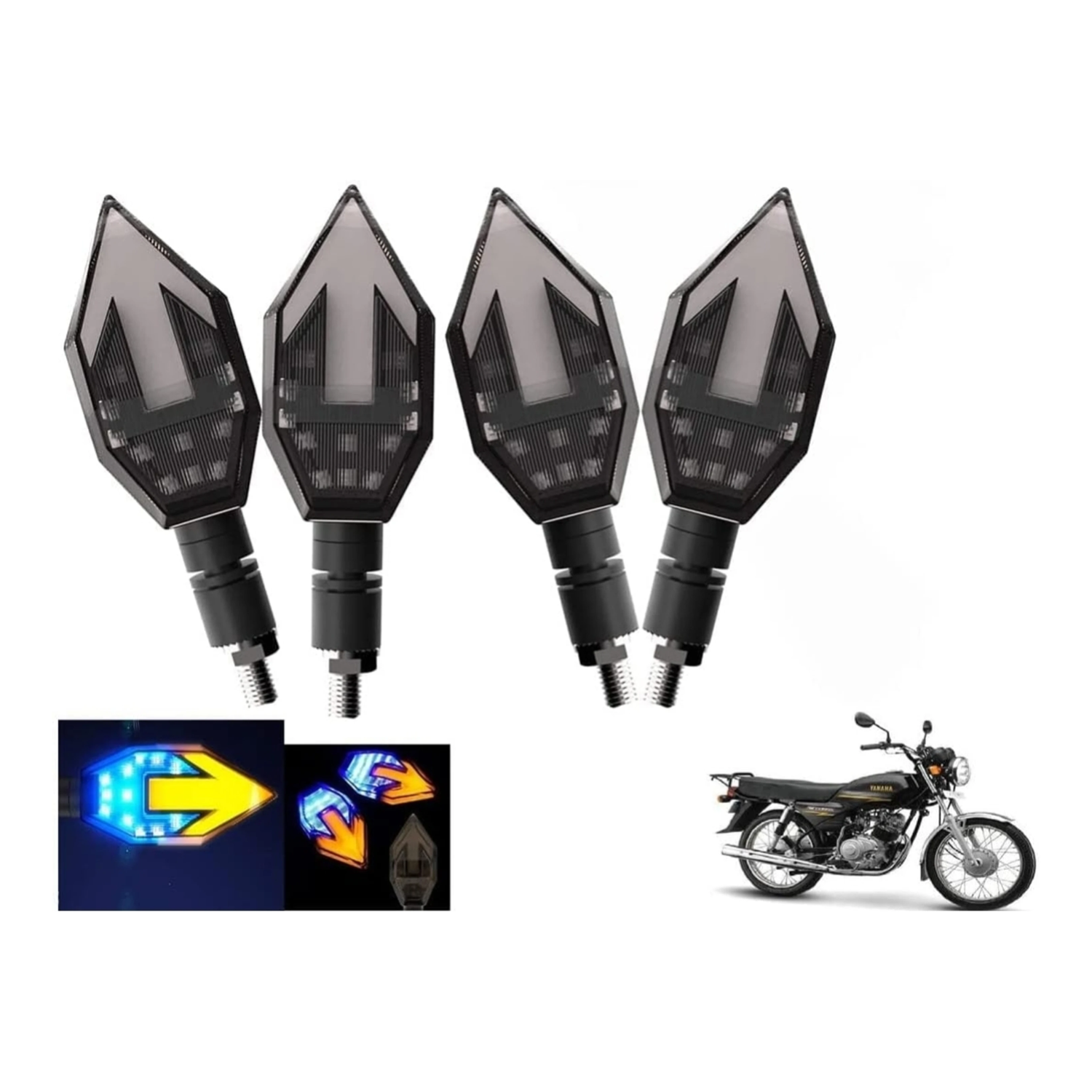 Side, Rear, Front Neon Indicator Light for Universal For Bike, Hero Hunk OLD, Glamour FI, Splendor Plus, Passion Pro, Universal For Bike, Stunner (Yellow, Blue)