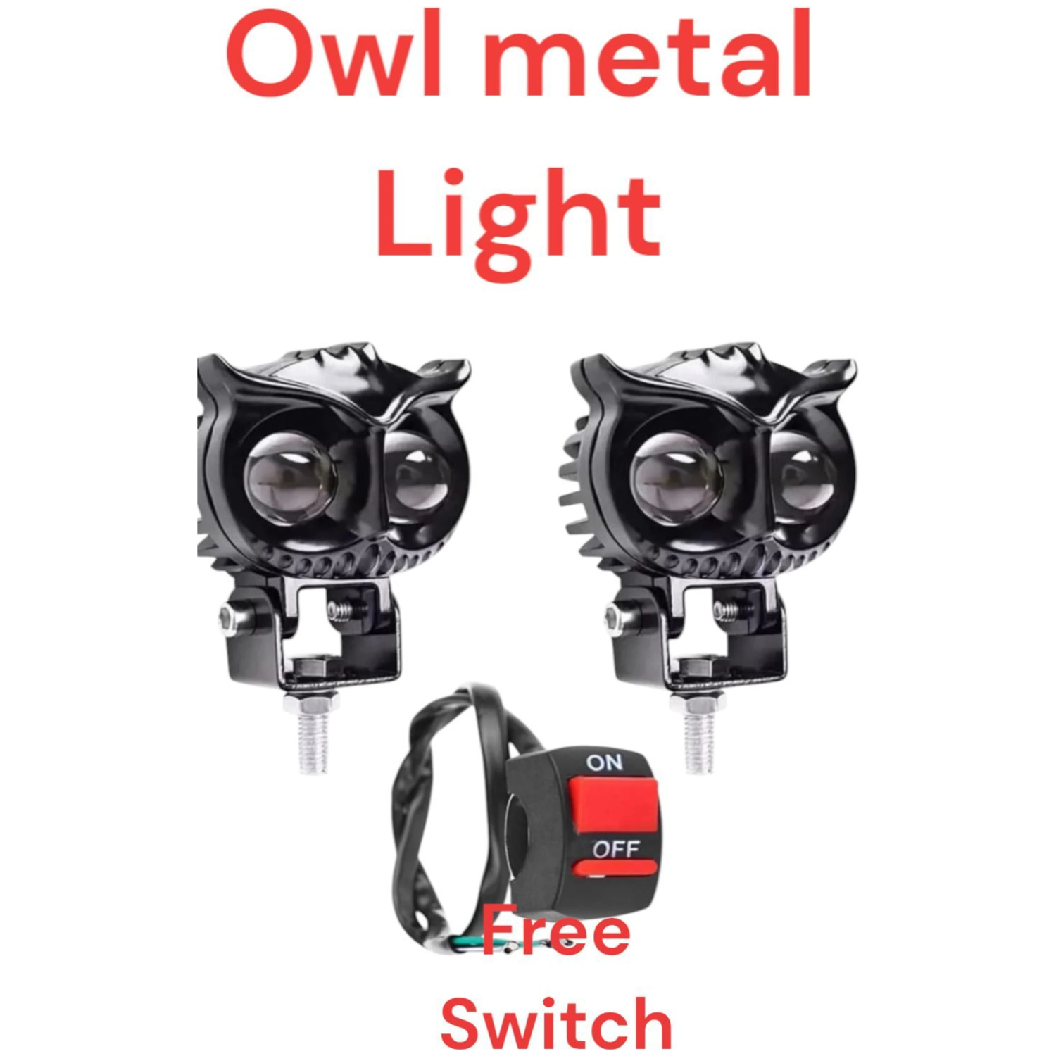 Mini Drive Owl Shape Led Fog Light Projector light Metal Body with On/Off Switch Fog Lamp Motorbike LED (9 V, 20 W) (Universal For Bike, Pack of 2)