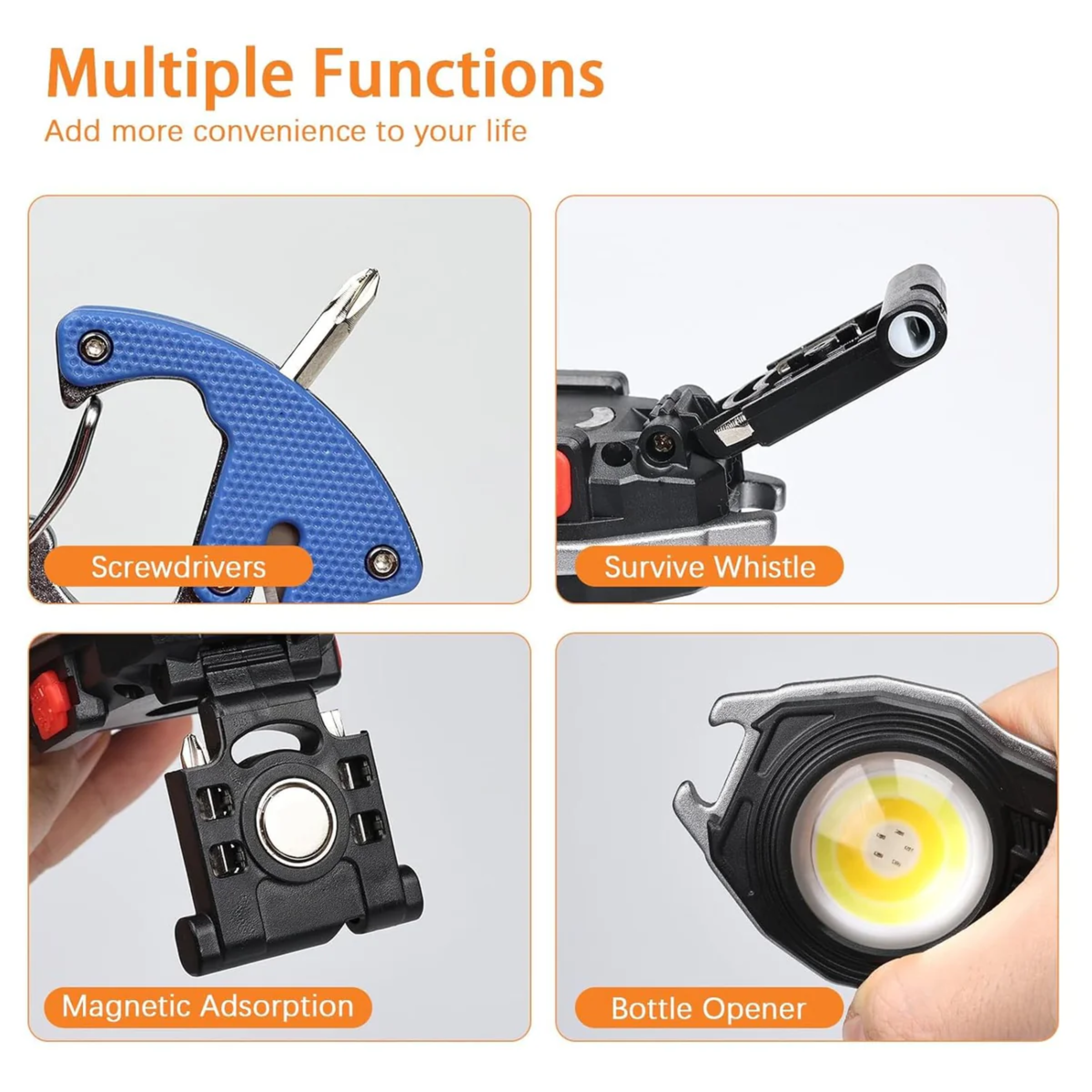 Glowbit: Ultimate 9-in-1 LED Keychain COB Light with Magnetic Base, Multi Tools & USB-C Charging