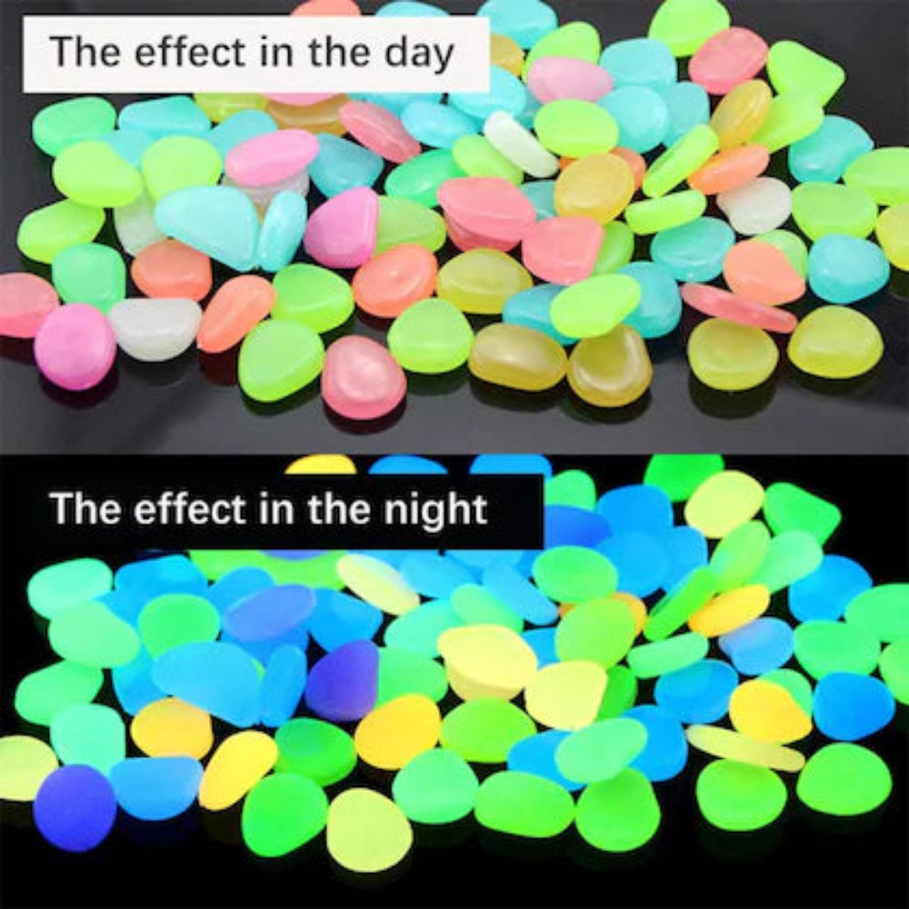 GlowRock: Glow-in-the-Dark Pebble Set for Balcony, Garden, Aquarium & Magical Ambience (Pack of 100)
