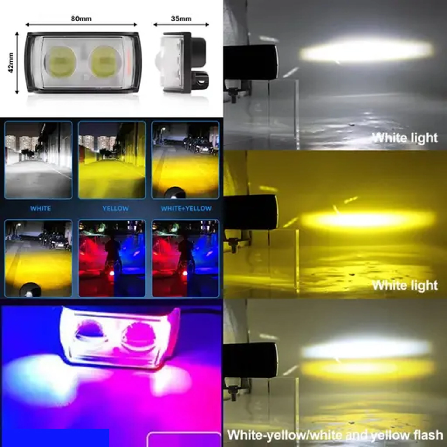 Ultra Mini Fog Light With 5 Modes + ON OFF Switch Fog Lamp Motorbike LED (12 V, 45 W) (Universal For Bike, Pack of 2)