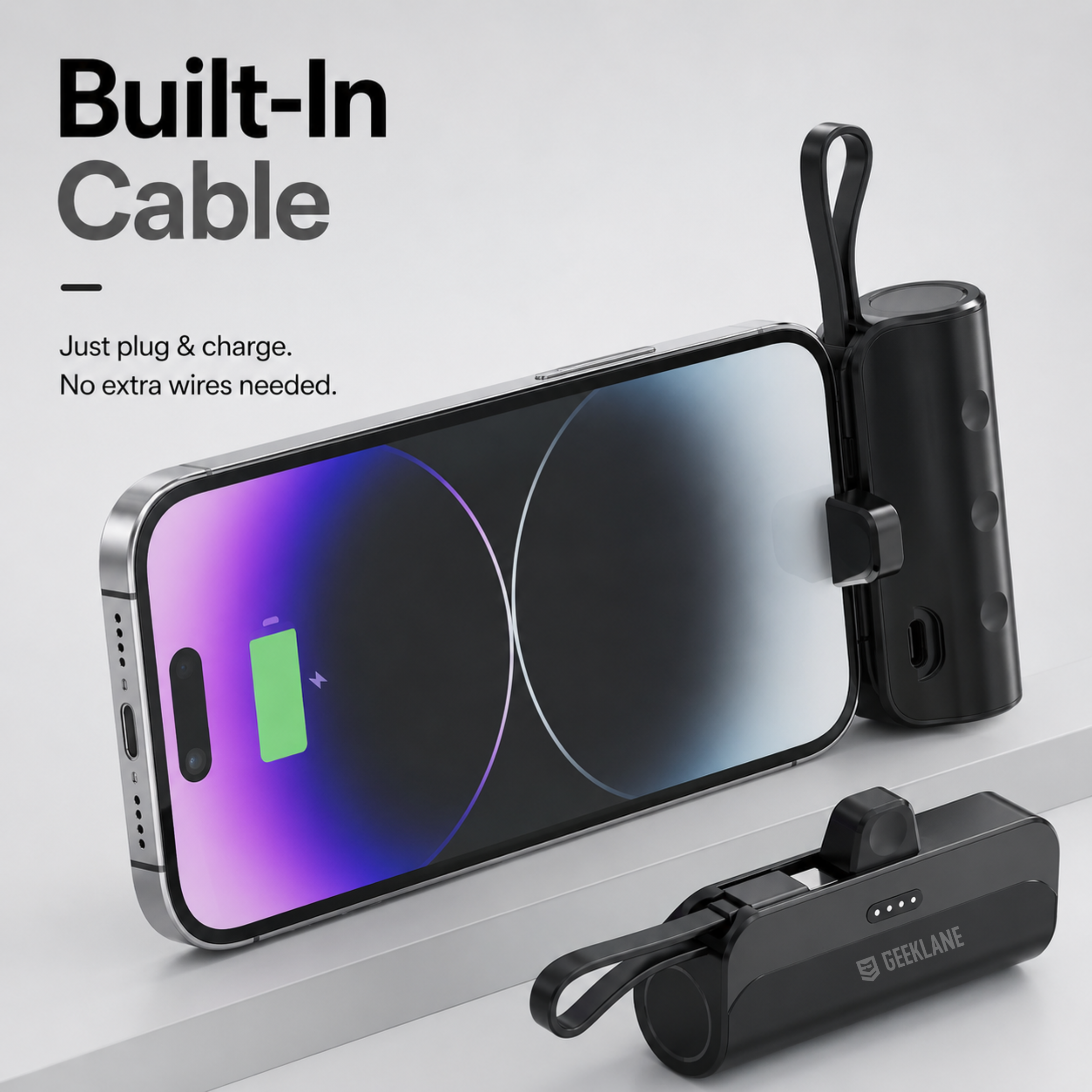 Pocky: Mini 5000 mAh Pocket Power Bank with Built-In Cable for Android, iPhone & Devices (Assorted)