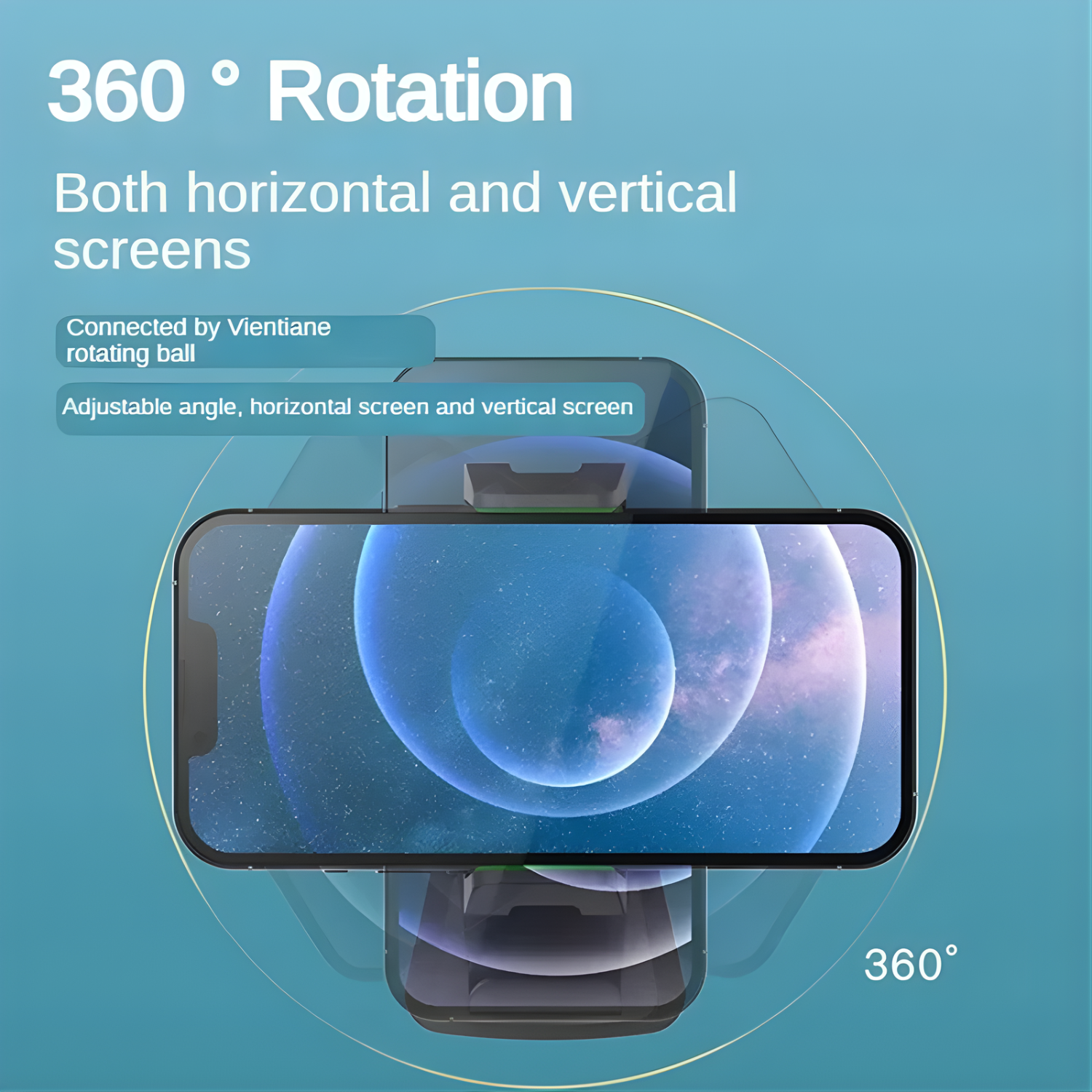 GripX: 360° Rotating Car Phone Holder Mount with Auto-Lock Grip, Adjustable Clamp Stand for Dashboard, Visor & Desk, Thick Case Friendly