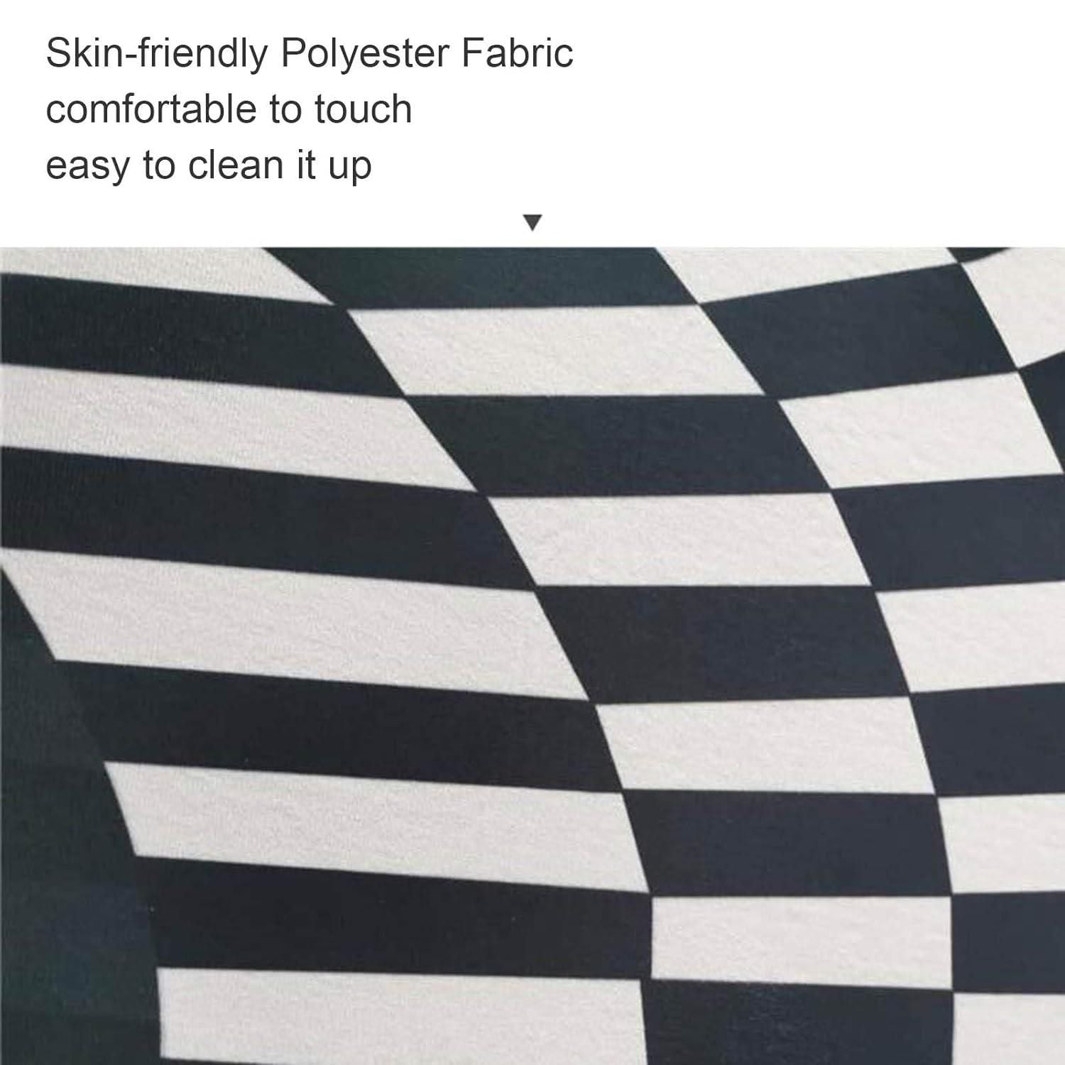 CheckMat: Realistic 3D Illusion Checkered Rug – Anti-Skid Round Carpet for Bedroom, Living Room & Office (60cm Diameter)