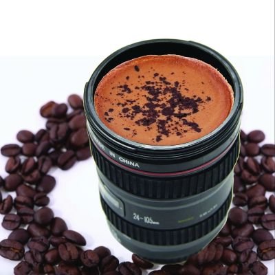 LensBrew: DSLR Camera Lens Coffee Mug with Lid & Stainless Steel Insulated Interior for Hot & Cold Drinks