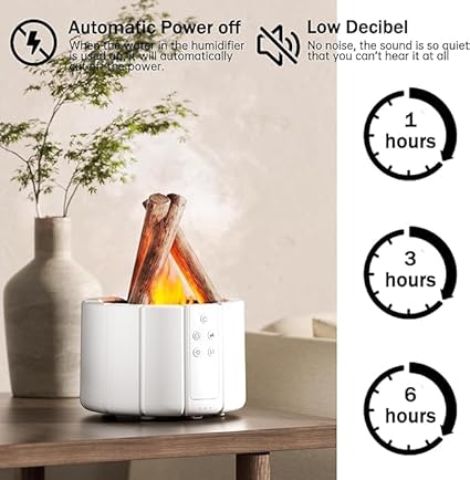 Ember: Cozy Bonfire Ultrasonic Humidifier & Aromatherapy Diffuser with Flame Effect & Ambient Night Light