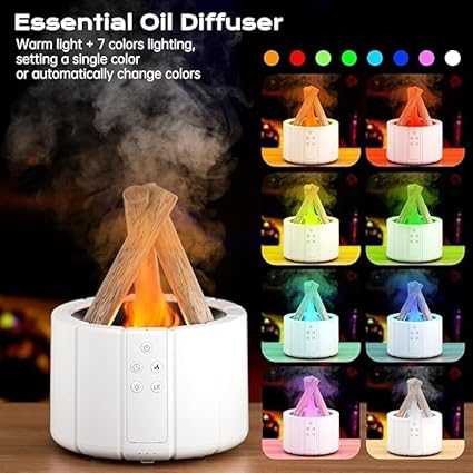 Ember: Cozy Bonfire Ultrasonic Humidifier & Aromatherapy Diffuser with Flame Effect & Ambient Night Light
