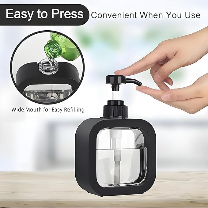 Dosey: 300ml Transparent Refillable Soap Dispenser Bottle with Rust-Free Pump for Handwash, Dishwash, Shampoo & Liquid Soap – Clear Bathroom & Kitchen Dispenser
