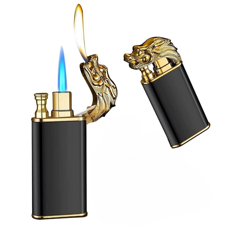 Dragor: Windproof Double-Jet Flame Torch Lighter with Dragon Design, R