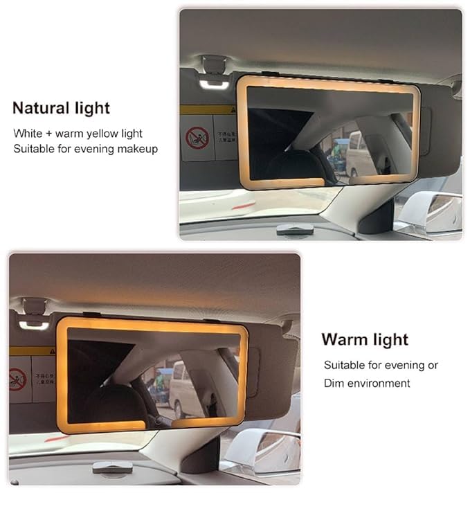 Virror: LED Visor Vanity Mirror with 3 Light Modes, 80 LEDs & Rechargeable Touch Control for Cars & SUVs