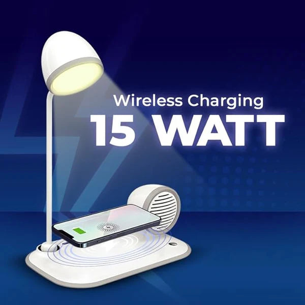 Zylo: 3-in-1 Desk Lamp with 15W Wireless Charger, 10W Bluetooth Speaker & Adjustable tactile Brightness Knob