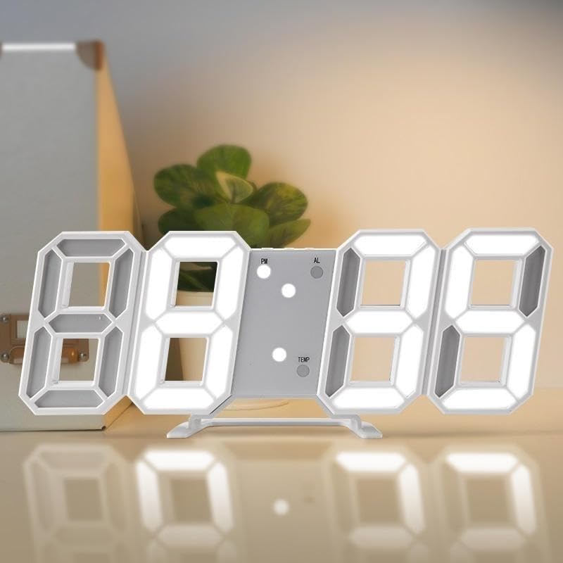 Acry: Viral Pinterest inspired Big Display Aesthetic LED Desk & Wall Clock with Alarm