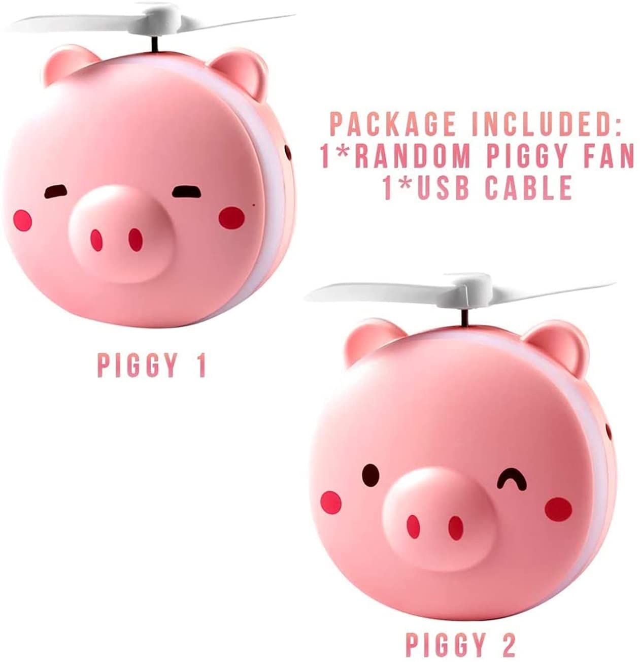 Snouty: 2-in-1 USB Rechargeable Piggy Mini Fan with LED Mirror Light, Cute Handheld Makeup Mirror & Portable Cooling Fan for Daily Use & Travel