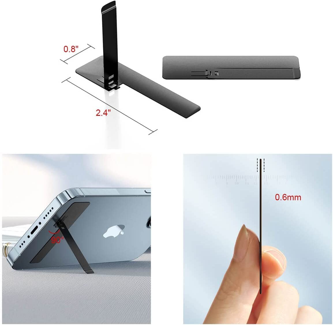 Clivo: Ultra-Slim Foldable Metal Phone Kickstand with Adjustable Viewing Angles, Vertical & Horizontal Mobile Stand for Smartphones