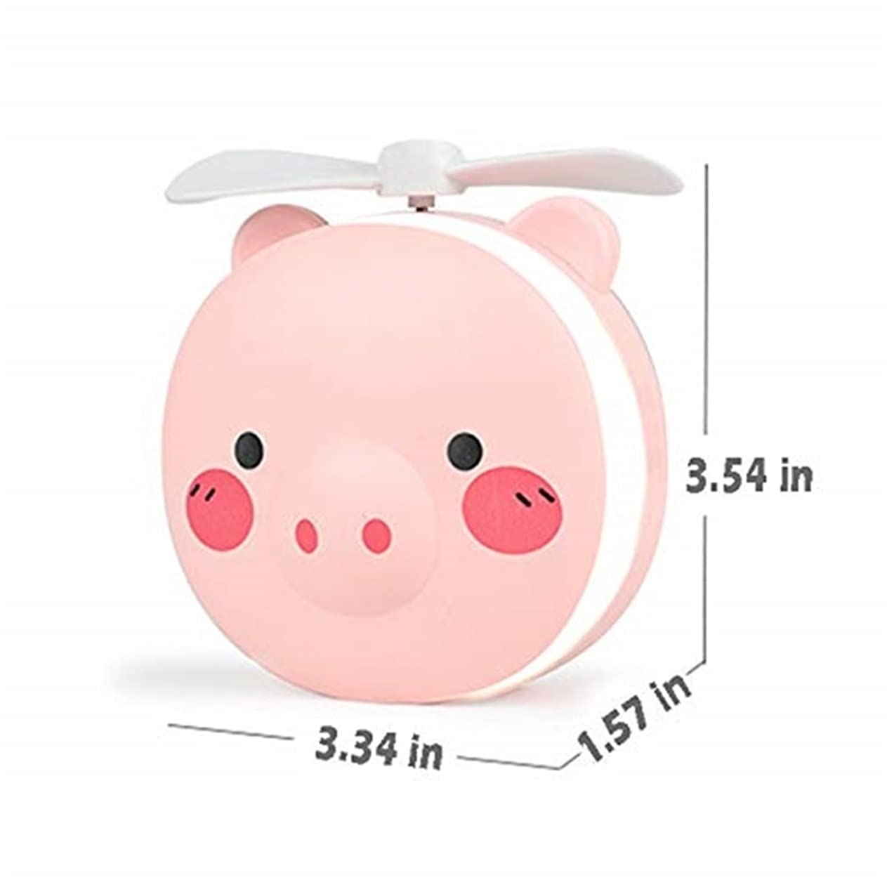 Snouty: 2-in-1 USB Rechargeable Piggy Mini Fan with LED Mirror Light, Cute Handheld Makeup Mirror & Portable Cooling Fan for Daily Use & Travel