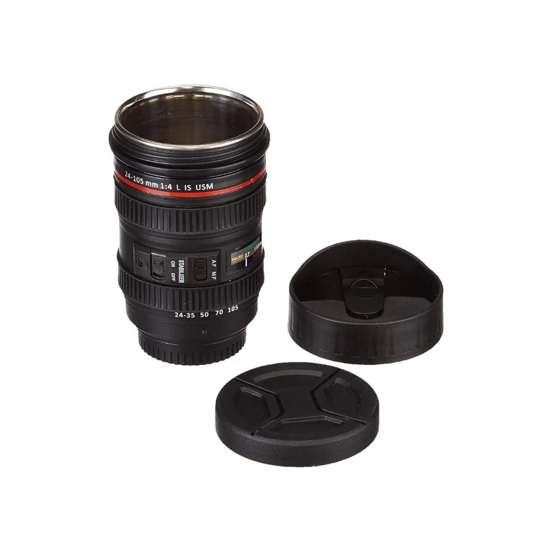 LensBrew: DSLR Camera Lens Coffee Mug with Lid & Stainless Steel Insulated Interior for Hot & Cold Drinks