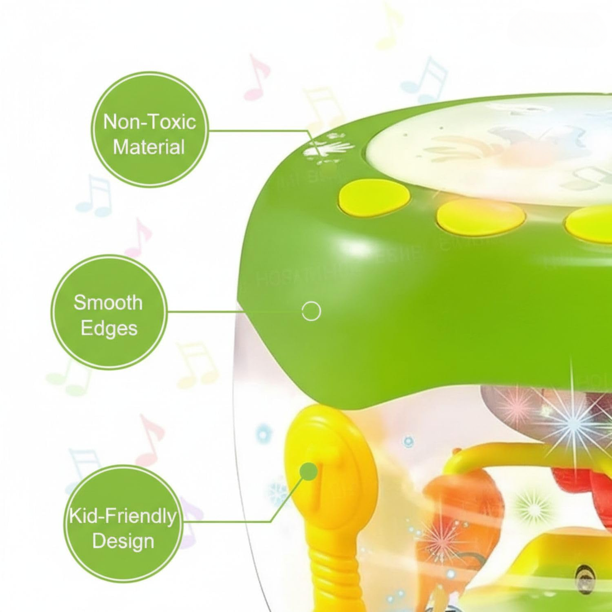 Drumo: 2-in-1 Musical Drum & Rotating LED Lamplight Toy with 13 Sounds, 11 Songs, 8 Instrument Modes, Drum Beats & Rechargeable Battery for Kids