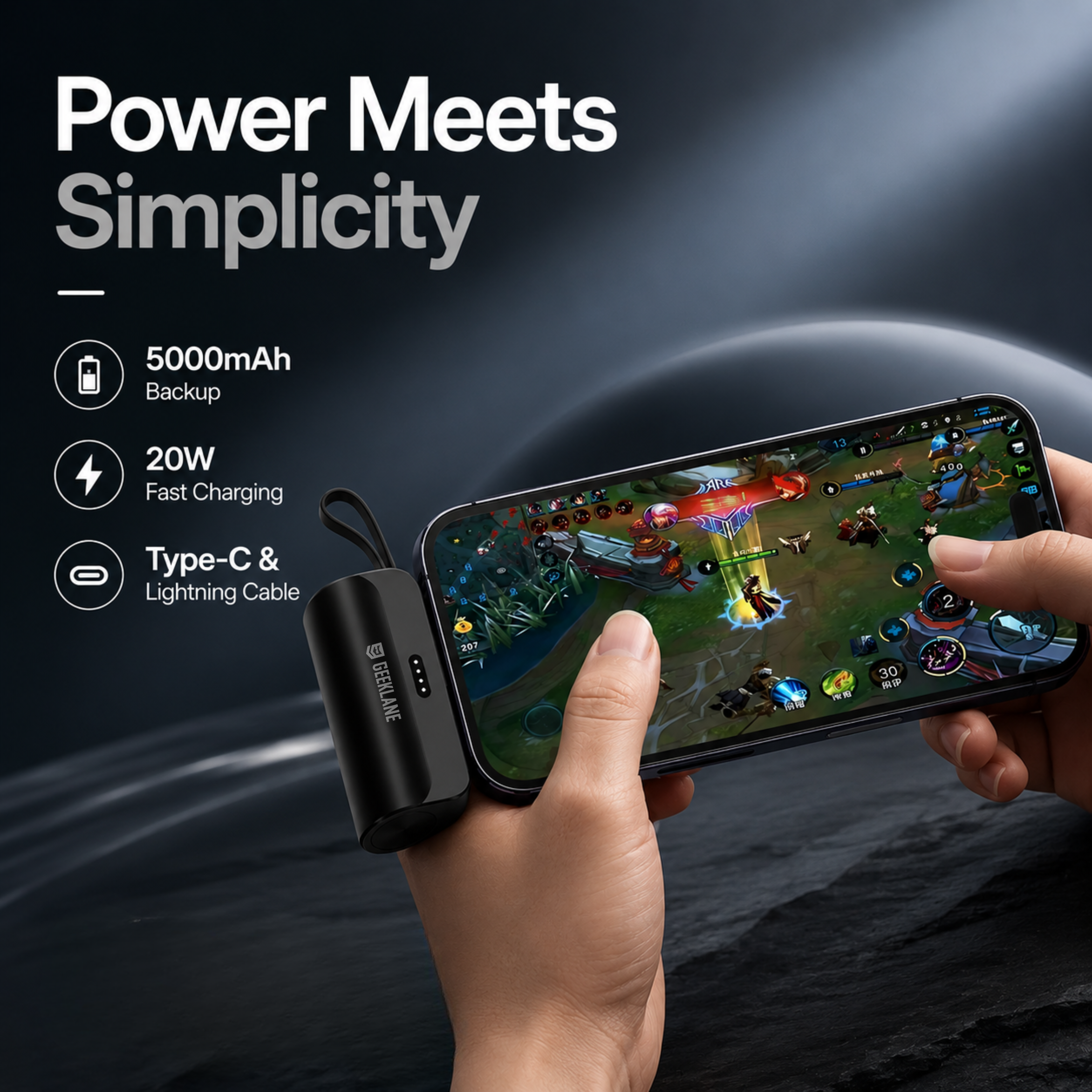 Pocky: Mini 5000 mAh Pocket Power Bank with Built-In Cable for Android, iPhone & Devices (Assorted)