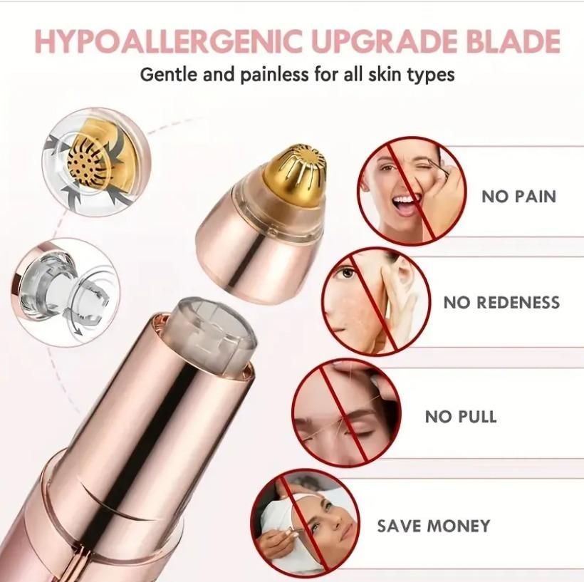 BrowMaster: Painless Rechargeable Eyebrow & Facial Hair Trimmer for Women with Built-in Light, 2-in-1 Precision Epilator for Face, Lips & Nose Hair Removal