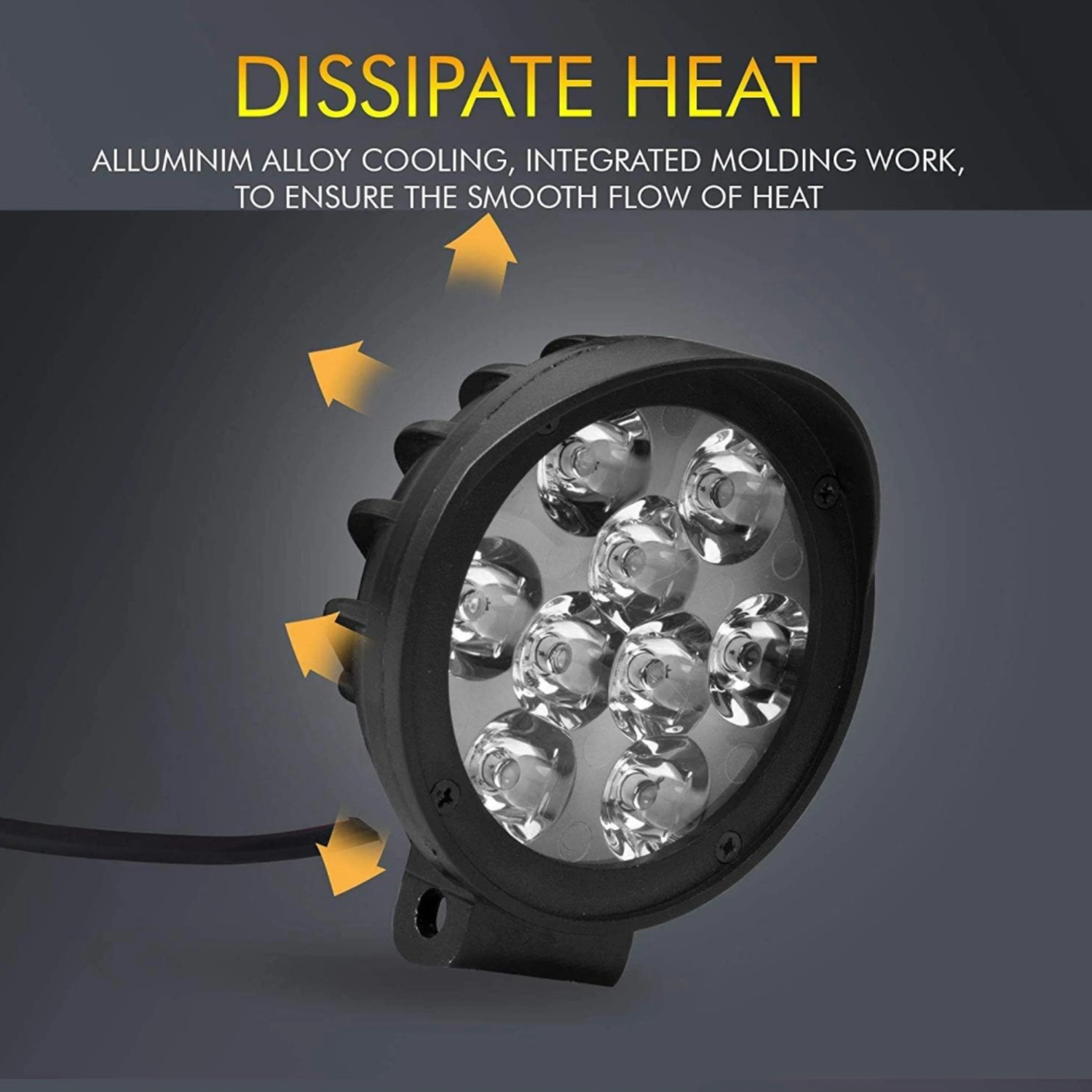 9 LED 27W Anti Fog White Spot Light Auxiliary Light with Switch Fog Lamp Motorbike LED (12 V, 27 W) (Universal For Bike, Pack of 2)